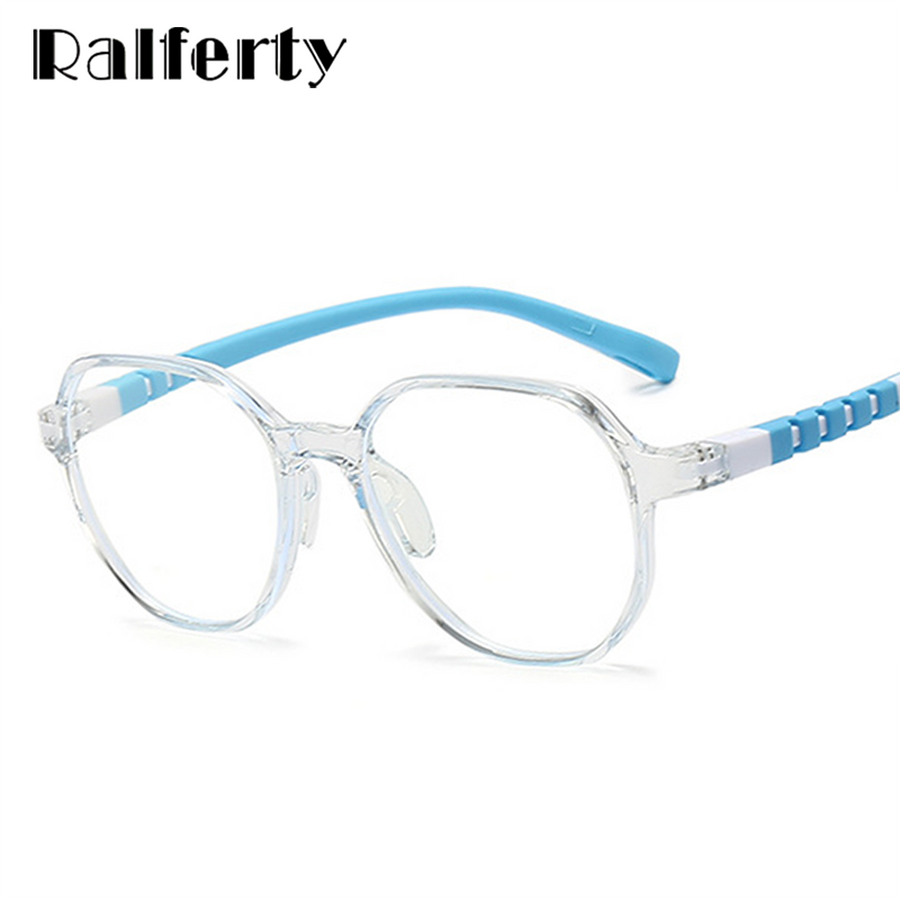 Ralferty Unisex Children's Full Rim Flat Top Round Tr 90 Acetate Silicone Eyeglasses M91032 Full Rim Ralferty   