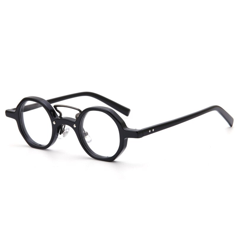 Muzz Men's Full Rim Round Double Bridge Acetate Frame Eyeglasses W3109V Full Rim Muzz C3