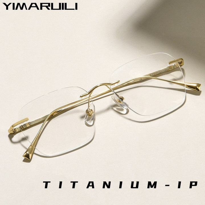 Yimaruili Unisex Rimless Square Titanium Eyeglasses 1912ti Rimless Yimaruili Eyeglasses