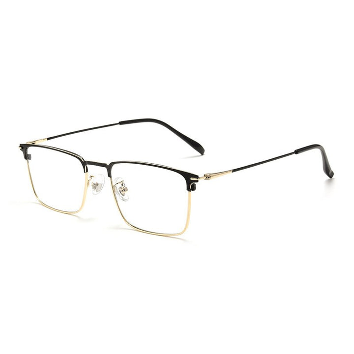 Hotochki Men's Full/Semi Rim SquareTitanium Frame Eyeglasses 0608-0606 Semi Rim Hotochki Full Black Gold