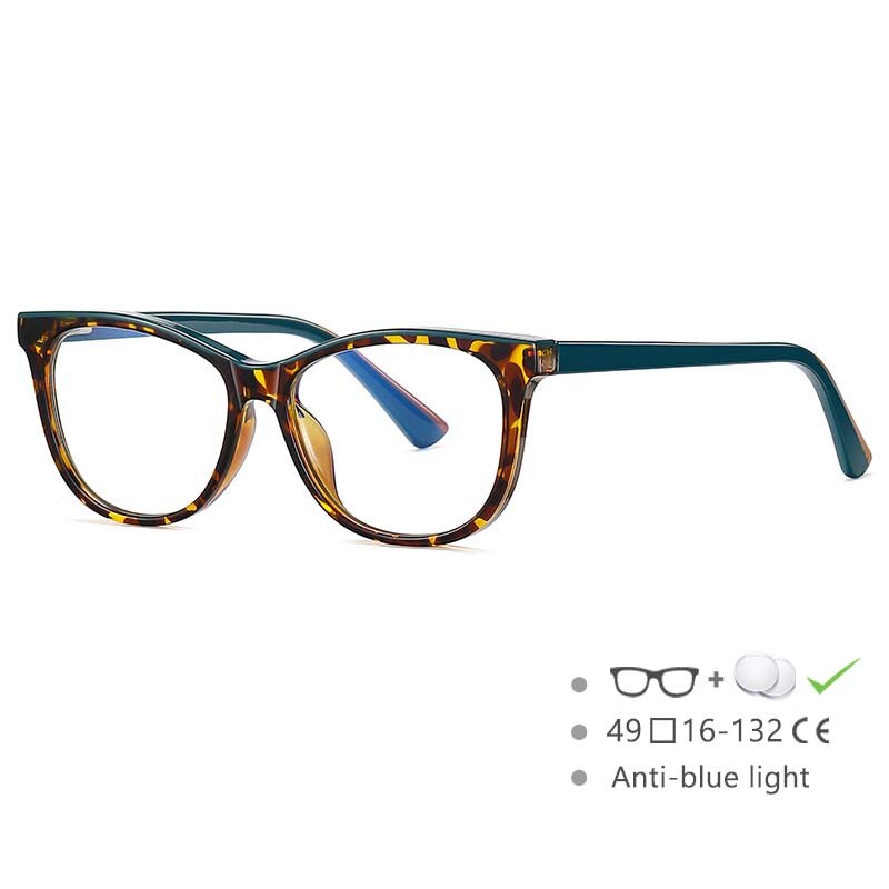 CCspace Youth's Unisex Full Rim Square Tr 90 Titanium Eyeglasses 54524 Full Rim CCspace China leopard