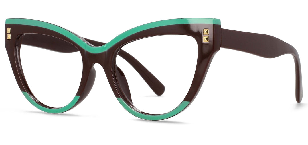 CCspace Women's Full Rim Big Cat Eye Acetate Eyeglasses S55337 Full Rim CCspace China DarkBrownC4