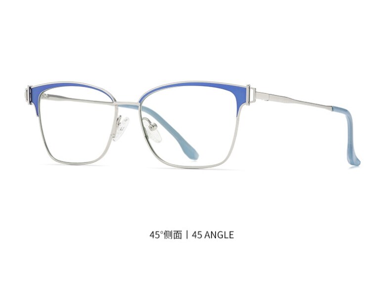 CCspace Women's Full Rim Square Acetate Alloy Eyeglasses 55605 Full Rim CCspace China Blue