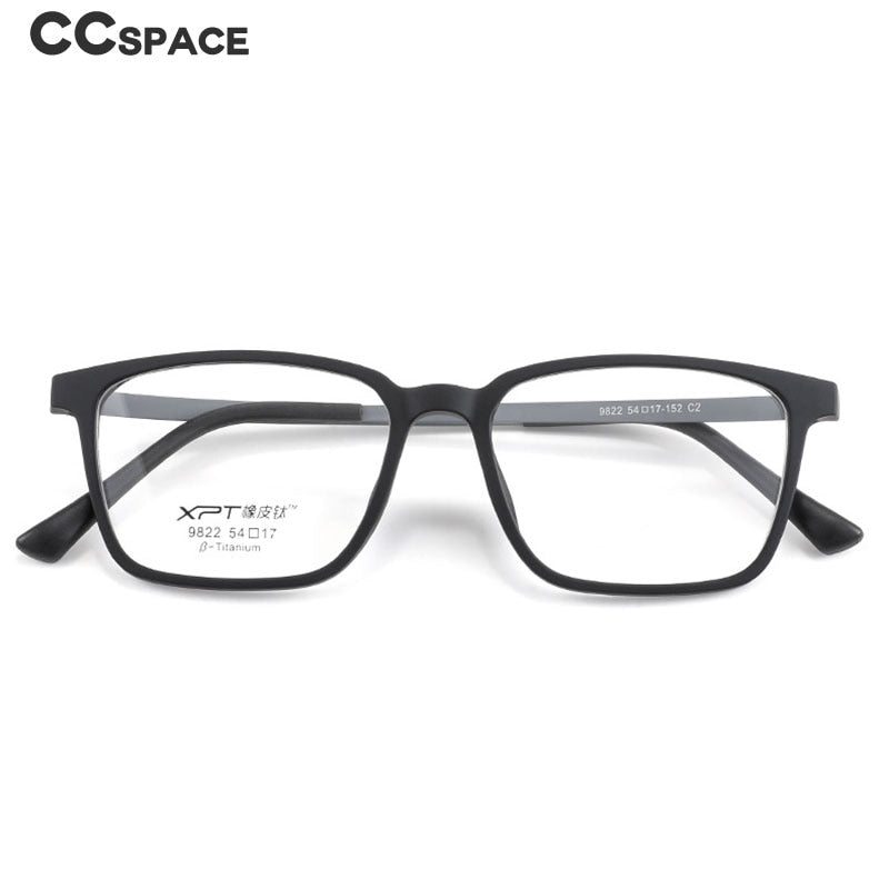 CCspace Unisex Full Rim Square Titanium Eyeglasses 49645 Full Rim CCspace