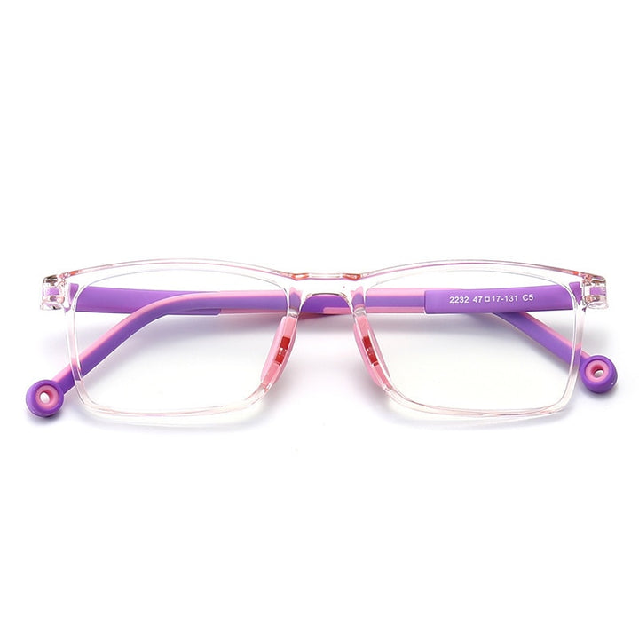 CCspace Unisex Youth Full Rim Square Silicone Eyeglasses 54673 Full Rim CCspace Pink purple China