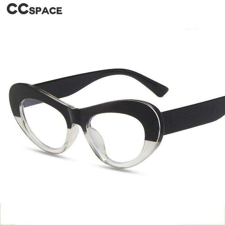 CCspace Women's Full Rim Big Cat Eye Acetate Titanium Eyeglasses 55514 Full Rim CCspace