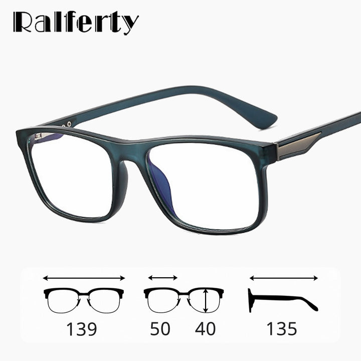 Ralferty Men's Full Rim Square Tr 90 Acetate Eyeglasses F95375 Full Rim Ralferty
