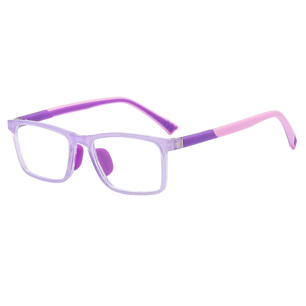 CCspace Unisex Youth Full Rim Square Silicone Eyeglasses 54670 Full Rim CCspace Purple China
