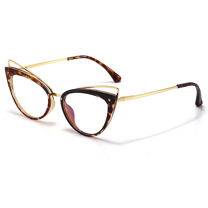 CCspace Women's Full Rim Cat Eye Acetate Alloy Eyeglasses 55060 Full Rim CCspace Leopard China