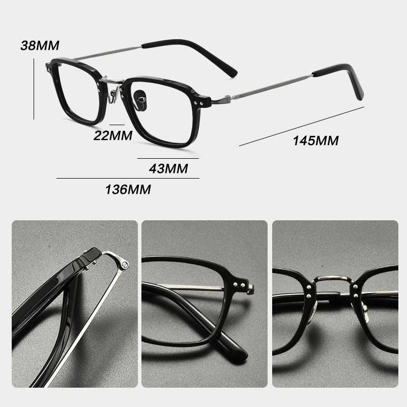 Gatenac Unisex Full Rim Square Titanium Acetate Eyeglasses Gxyj859 Full Rim Gatenac