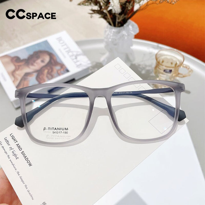 CCspace Unisex Full Rim Square Tr 90 Titanium Eyeglasses 55521 Full Rim CCspace