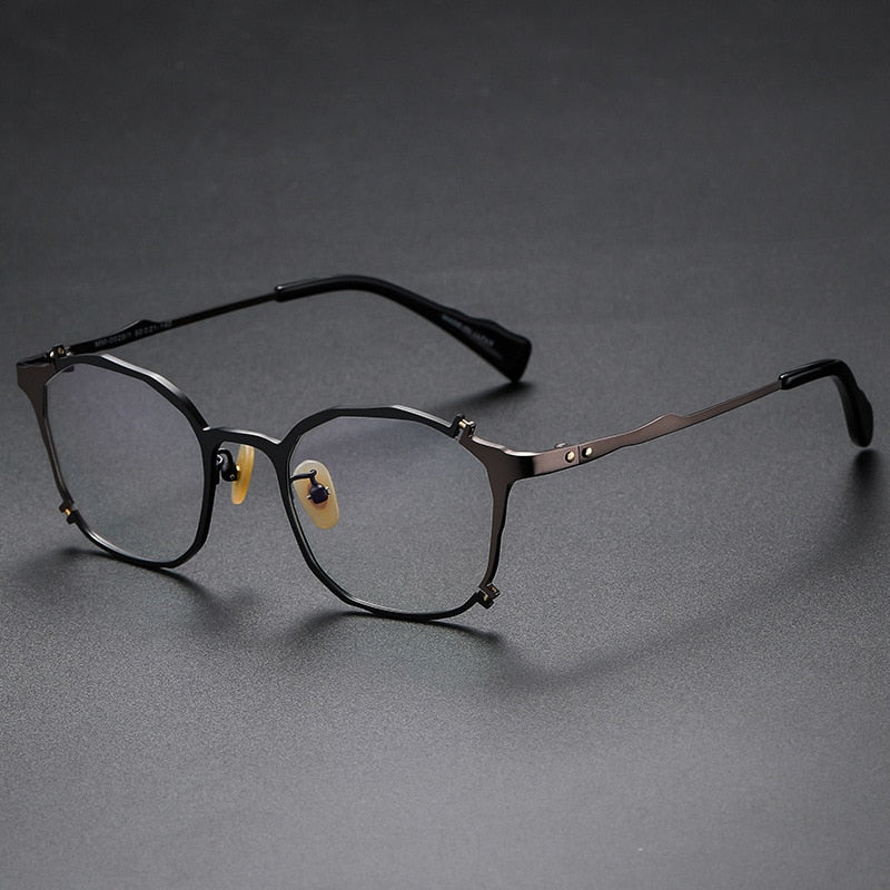 CCspace Unisex Full Rim Irregular Square Titanium Rivet Eyeglasses 54535 Full Rim CCspace 54535TIGL-Black gun China