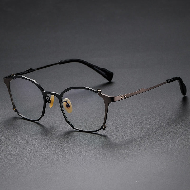CCspace Unisex Full Rim Irregular Square Titanium Rivet Eyeglasses 54535 Full Rim CCspace 54535TIGL-Black gun China