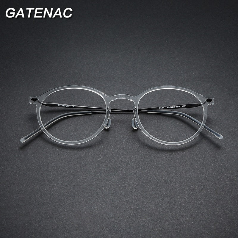 Gatenac Unisex Full Rim Round Titanium Eyeglasses Gxyj955 Full Rim Gatenac