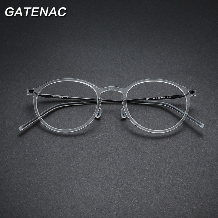 Gatenac Unisex Full Rim Round Titanium Eyeglasses Gxyj955 Full Rim Gatenac