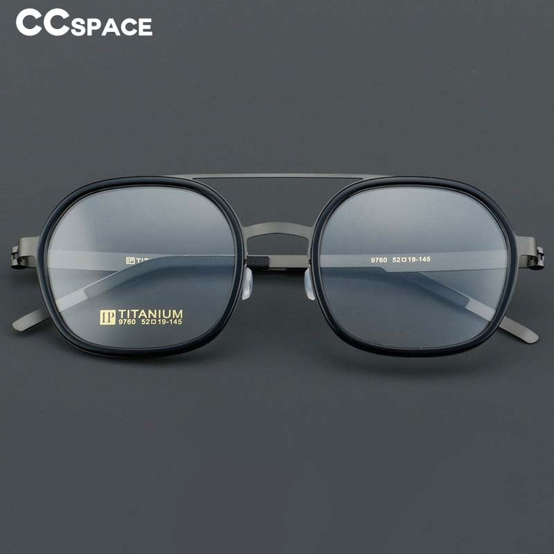 CCspace Women's Full Rim Round Square Double Bridge Titanium Acetate Eyeglasses 55022 Full Rim CCspace