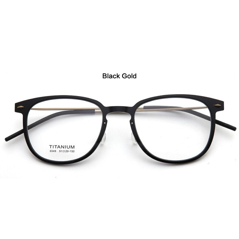 Muzz Unisex Full Rim Square Screwless Handcrafted Acetate IP Titanium Eyeglasses N6459 Full Rim Muzz C4