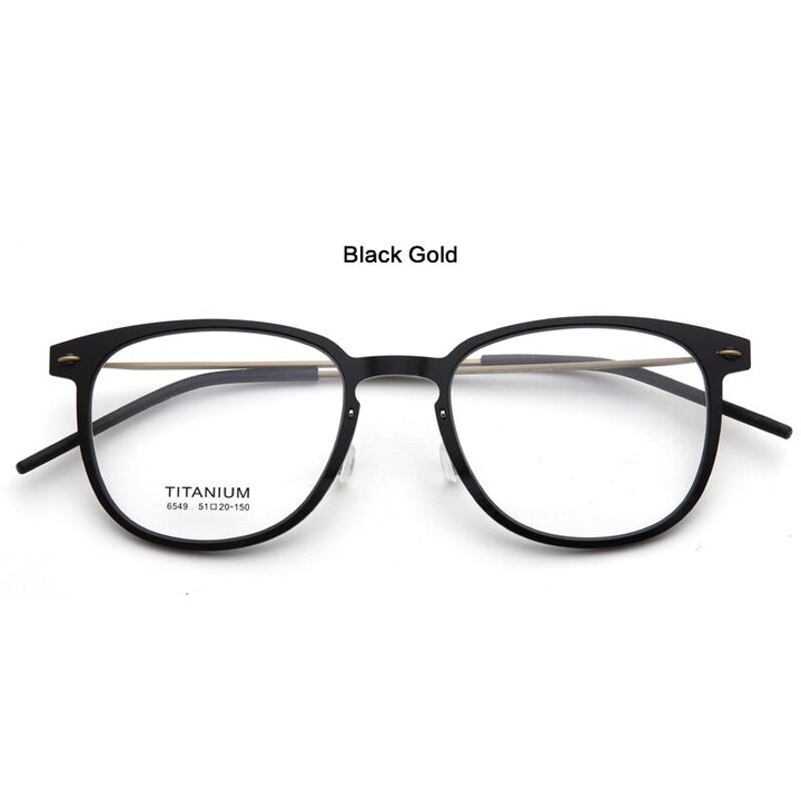 Muzz Unisex Full Rim Square Screwless Handcrafted Acetate IP Titanium Eyeglasses N6459 Full Rim Muzz C4