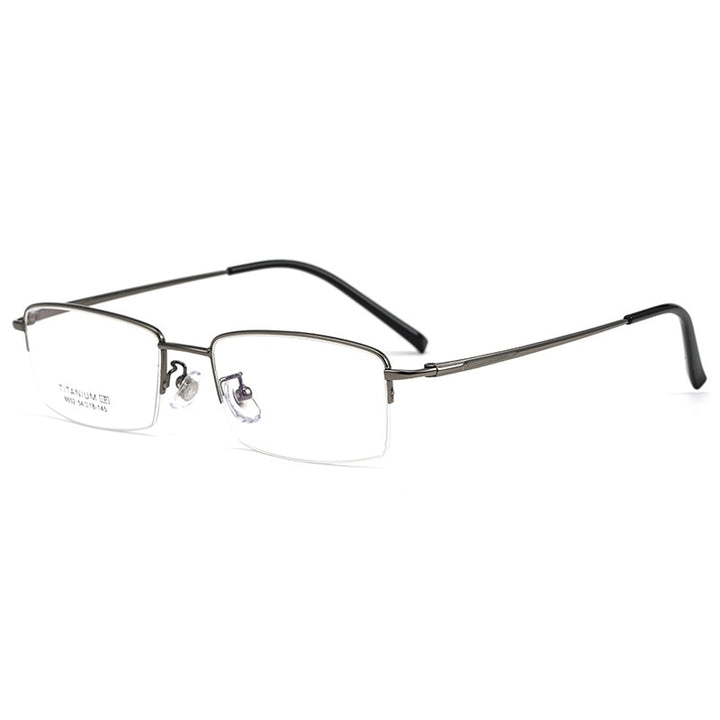 Gmei Men's Semi Rim Square Titanium Eyeglasses 8652f Semi Rim Gmei Optical Grey