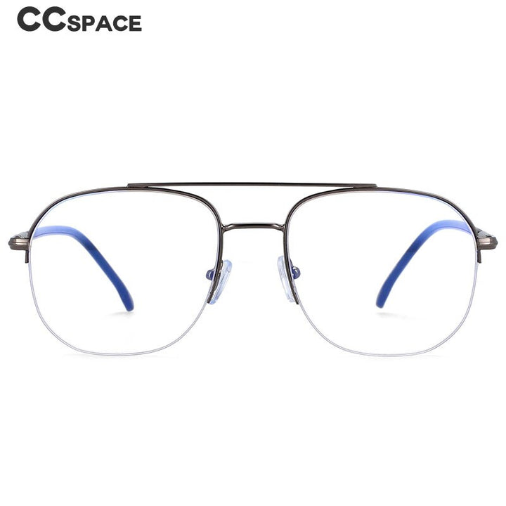 CCspace Women's Semi Rim Round Square Alloy Double Bridge Frame Eyeglasses 54342 Semi Rim CCspace