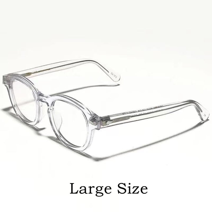 Yimaruili Unisex Full Rim Round Acetate Eyeglasses Three Sizes Y1915 Full Rim Yimaruili Eyeglasses L Transparent