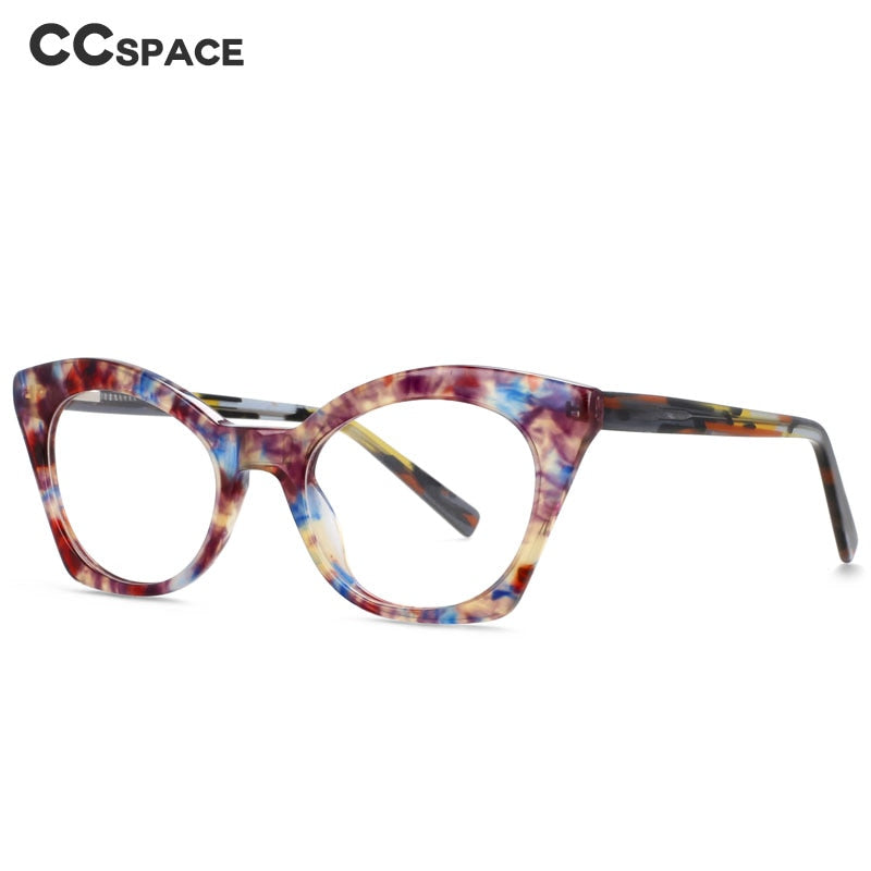 CCspace Unisex Full Rim Square Cat Eye Acetate Eyeglasses 55357 Full Rim CCspace