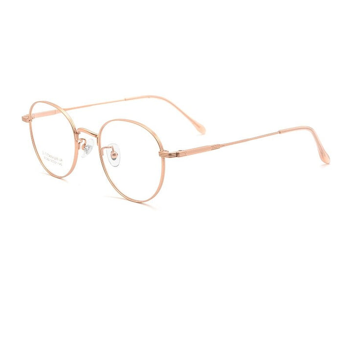 Yimaruili Unisex Full Rim Polygonal Titanium Eyeglasses Bt082t Full Rim Yimaruili Eyeglasses Rose Gold
