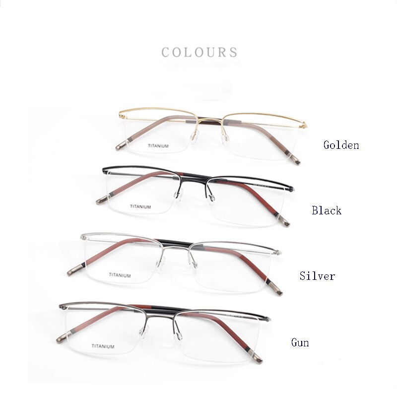 Hdcrafter Men's Semi Rim Square Titanium Eyeglasses 5502 Semi Rim Hdcrafter Eyeglasses