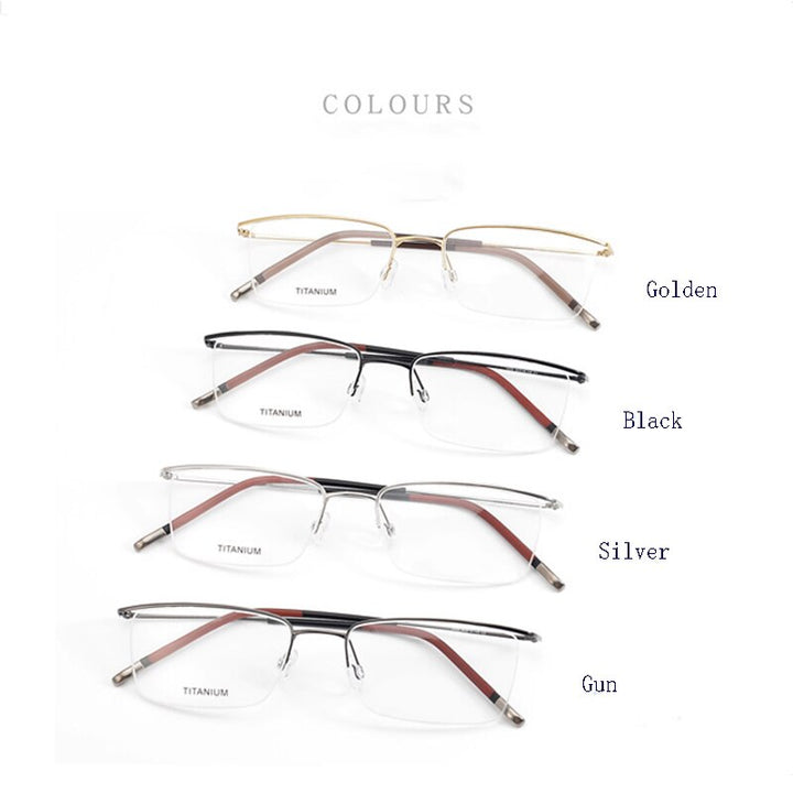 Hdcrafter Men's Semi Rim Square Titanium Eyeglasses 5502 Semi Rim Hdcrafter Eyeglasses