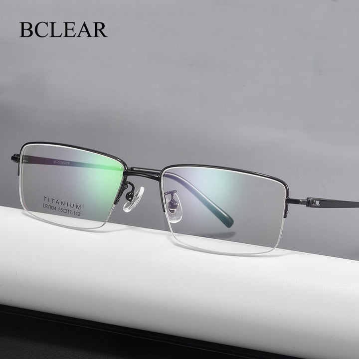 Bclear Unisex Semi Rim Square Titanium Eyeglasses Lb7834 Semi Rim Bclear