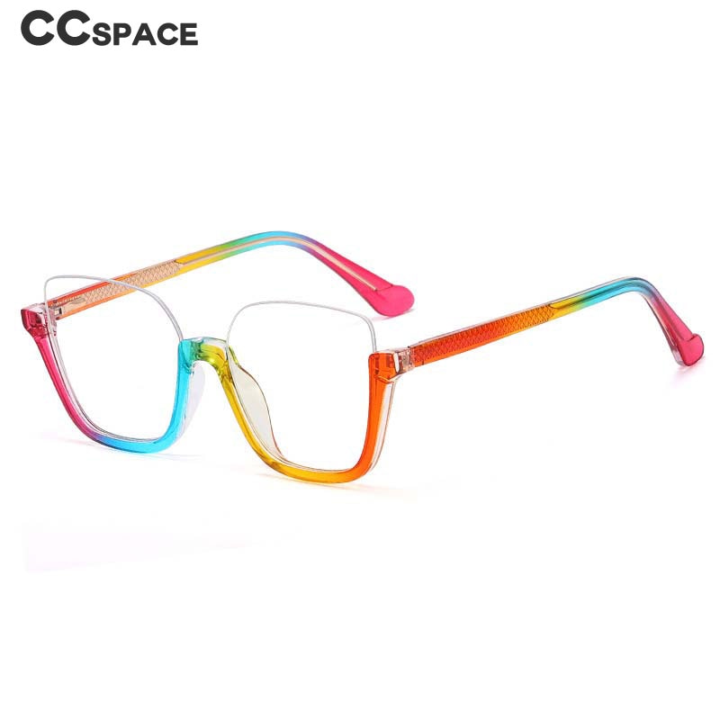 CCspace Women's Semi Rim Big Square Tr 90 Titanium Eyeglasses 55066 Semi Rim CCspace