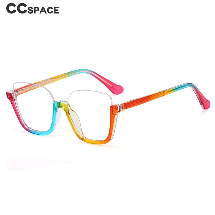 CCspace Women's Semi Rim Big Square Tr 90 Titanium Eyeglasses 55066 Semi Rim CCspace