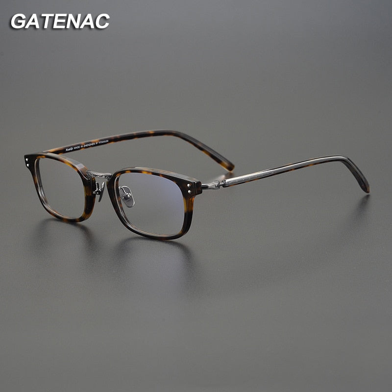 Gatenac Unisex Full Rim Square Acetate Eyeglasses Gxyj1052 Full Rim Gatenac