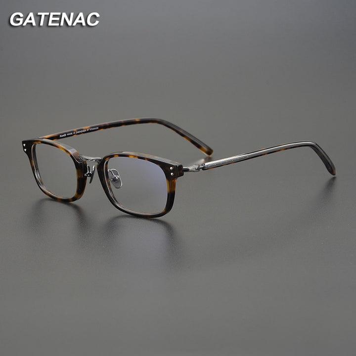 Gatenac Unisex Full Rim Square Acetate Eyeglasses Gxyj1052 Full Rim Gatenac