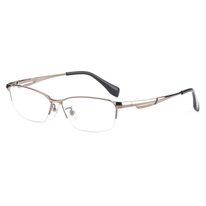 Hotochki Men's Semi Rim Rectangle Titanium Frame Eyeglasses E85759 Semi Rim Hotochki C4