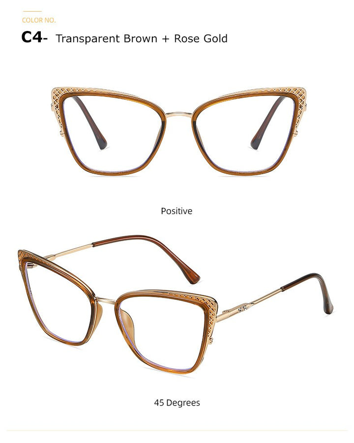 Chashma Women's Full Rim Cat Eye TR 90 Titanium Frame Eyeglasses 1525 Full Rim Chashma