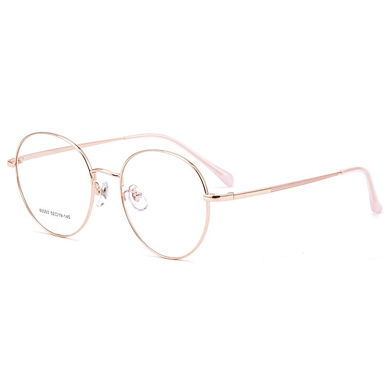 Yimaruili Unisex Full Rim Large Round Titanium Alloy Eyeglasses 80053 Full Rim Yimaruili Eyeglasses Rose Gold