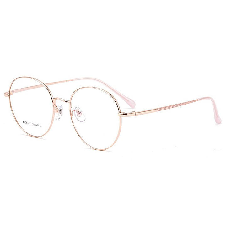 Yimaruili Unisex Full Rim Large Round Titanium Alloy Eyeglasses 80053 Full Rim Yimaruili Eyeglasses Rose Gold