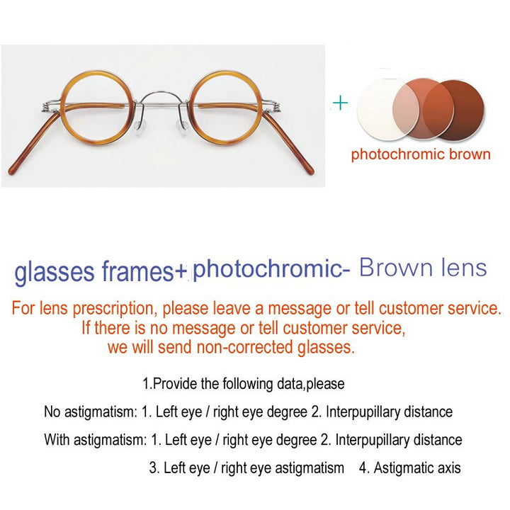 Yujo Unisex Full Rim Round Acetate Stainless Steel 32mm Eyeglasses Y060 Full Rim Yujo C5 China