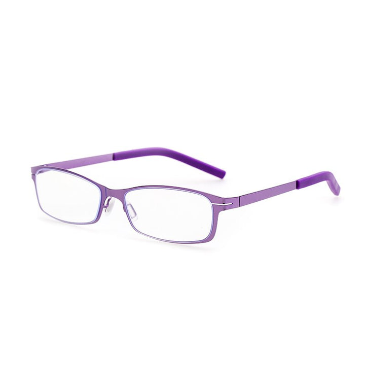 Zirosat Unisex Full Rim Rectangle Alloy Tr 90 Anti Blue Light Reading Glasses Dy1331 Reading Glasses Zirosat +100 purple