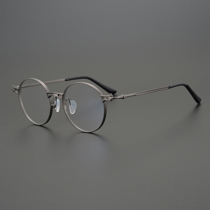 Gatenac Unisex Full Rim Round Titanium Frame Eyeglasses Gxyj760 Full Rim Gatenac