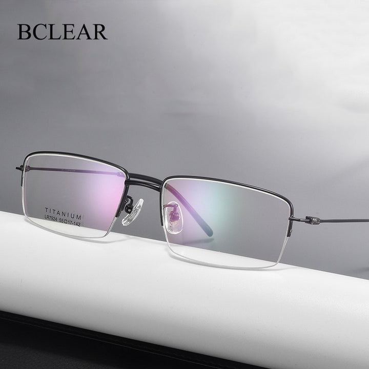 Bclear Unisex Semi Rim Square Titanium Eyeglasses Lb7924 Semi Rim Bclear