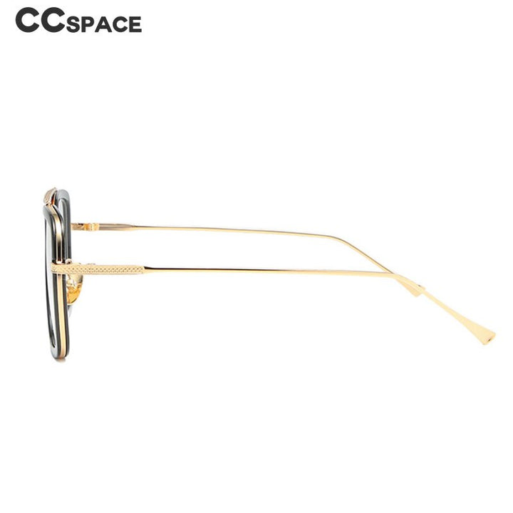 CCspace Unisex Full Rim Square Double Bridge Tr 90 Alloy Eyeglasses 54823 Full Rim CCspace