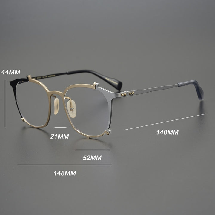 Gatenac Unisex Full Rim Irregular Square Titanium Eyeglasses Gxyj867 Full Rim Gatenac