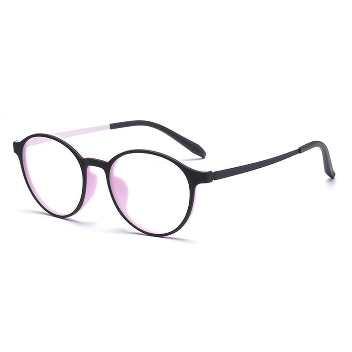 CCspace Unisex Full Rim Round Tr 90 Titanium Eyeglasses 55257 Full Rim CCspace BlackPink China