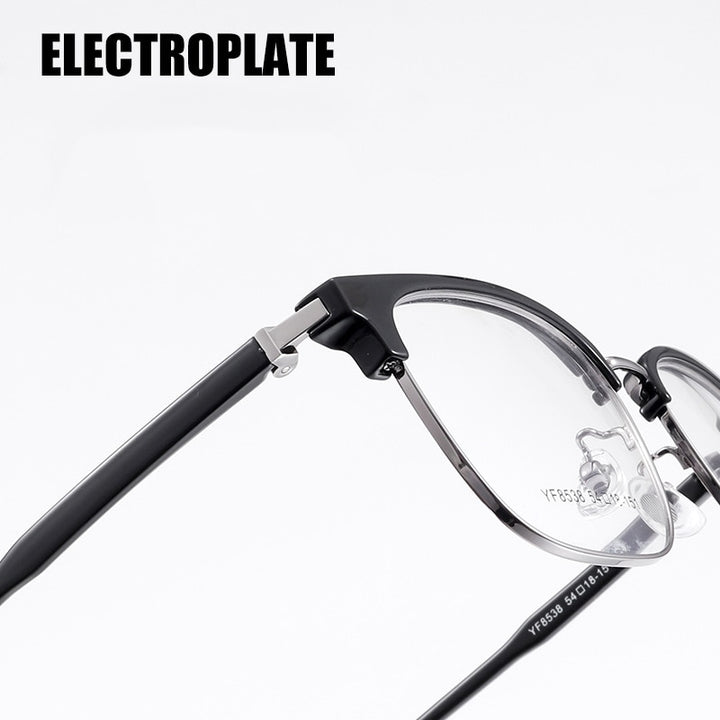 Yimaruili Men's Full Rim Square Acetate Alloy 8538YF Full Rim Yimaruili Eyeglasses