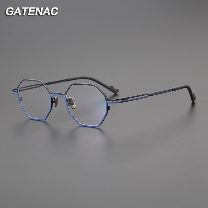 Gatenac Unisex Full Rim Polygon Square Titanium Eyeglasses Gxyj1034 Full Rim Gatenac