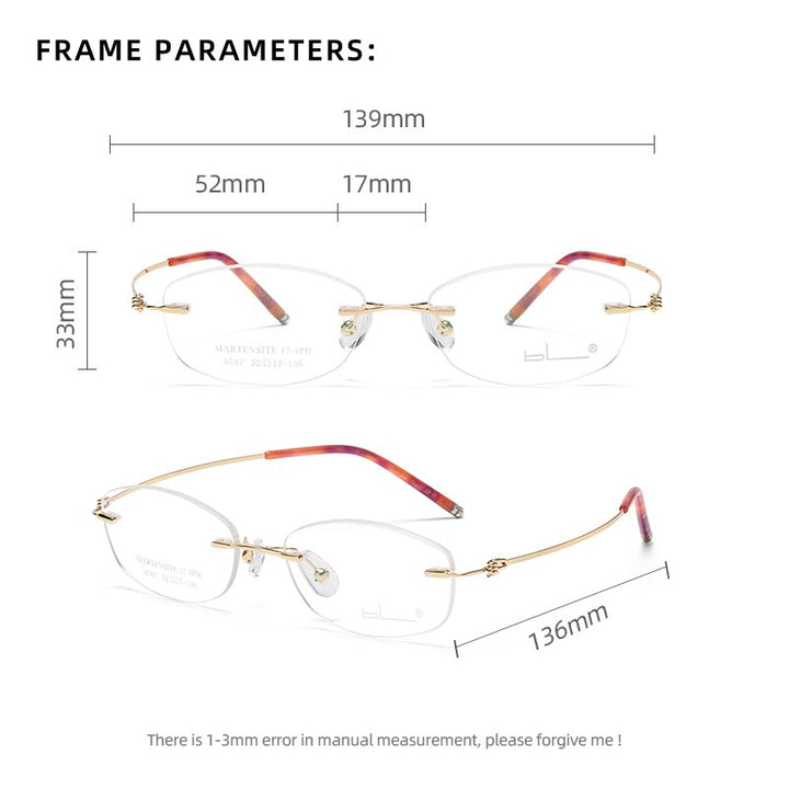 Reven Jate Unisex Rimless Rectangle Titanium Alloy Eyeglasses 8587 Rimless Reven Jate