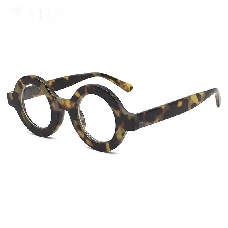 CCspace Unisex Full Rim Round Acetate Eyeglasses 55513 Full Rim CCspace China C2Leopard