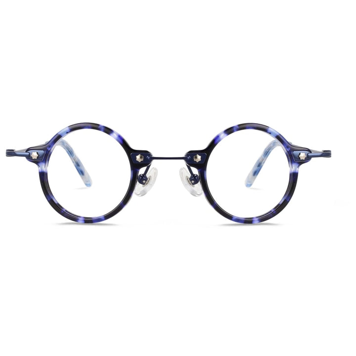 CCspace Unisex Full Rim Small Round Acetate Titanium Eyeglasses 55324 Full Rim CCspace C6Blue China